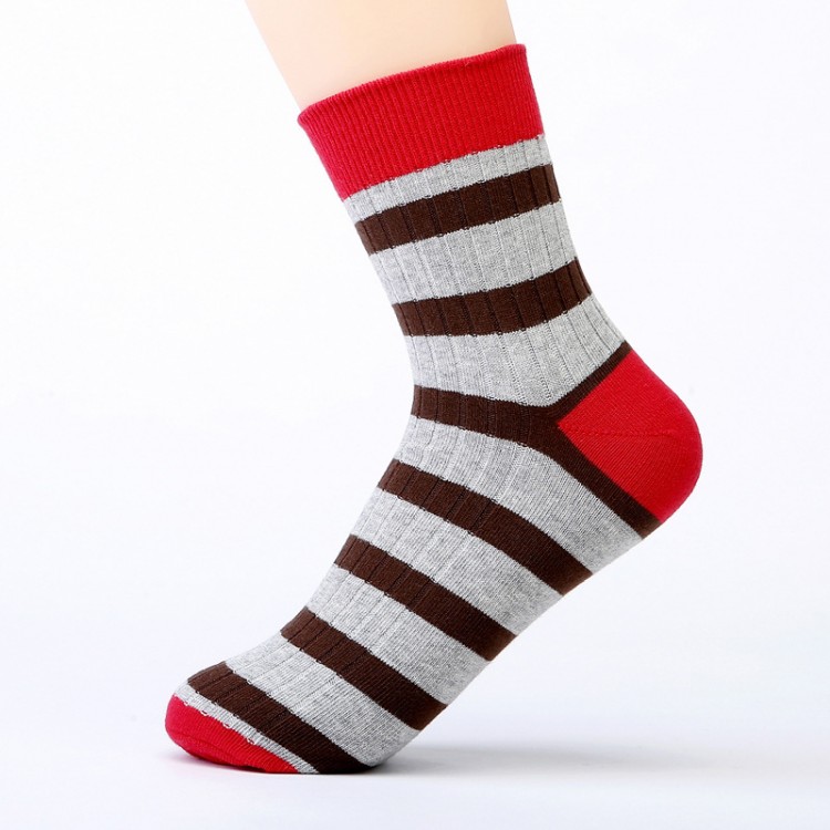 Solid Striped Cotton Retro Men Socks